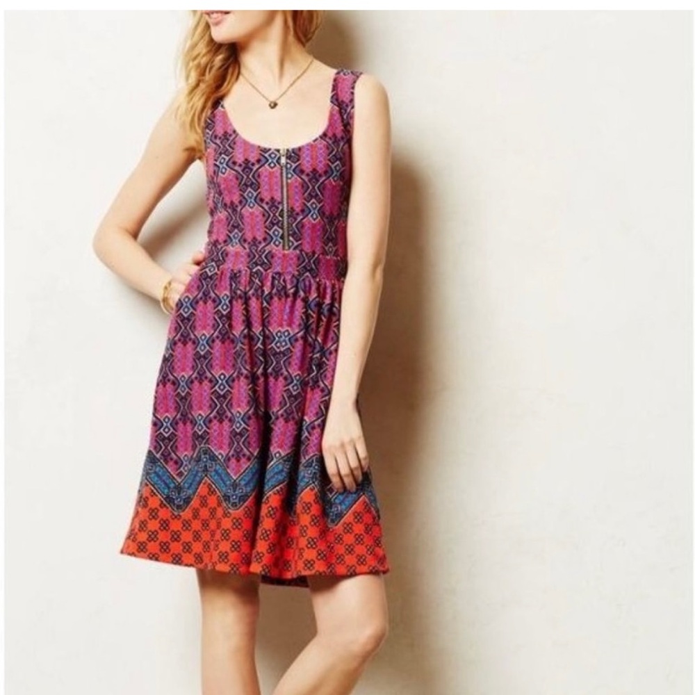 Maeve Amapola Geometric Popover Sleeveless Mini Dress  Size 4